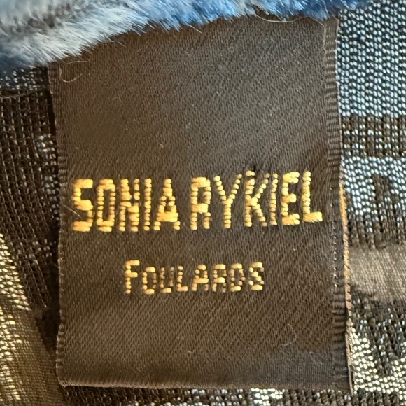 Sonia Rykiel Blue Velvet Burnout Paisley Scarf 🇫🇷 | Silk Blend Evening Shawl - Picture 10 of 11